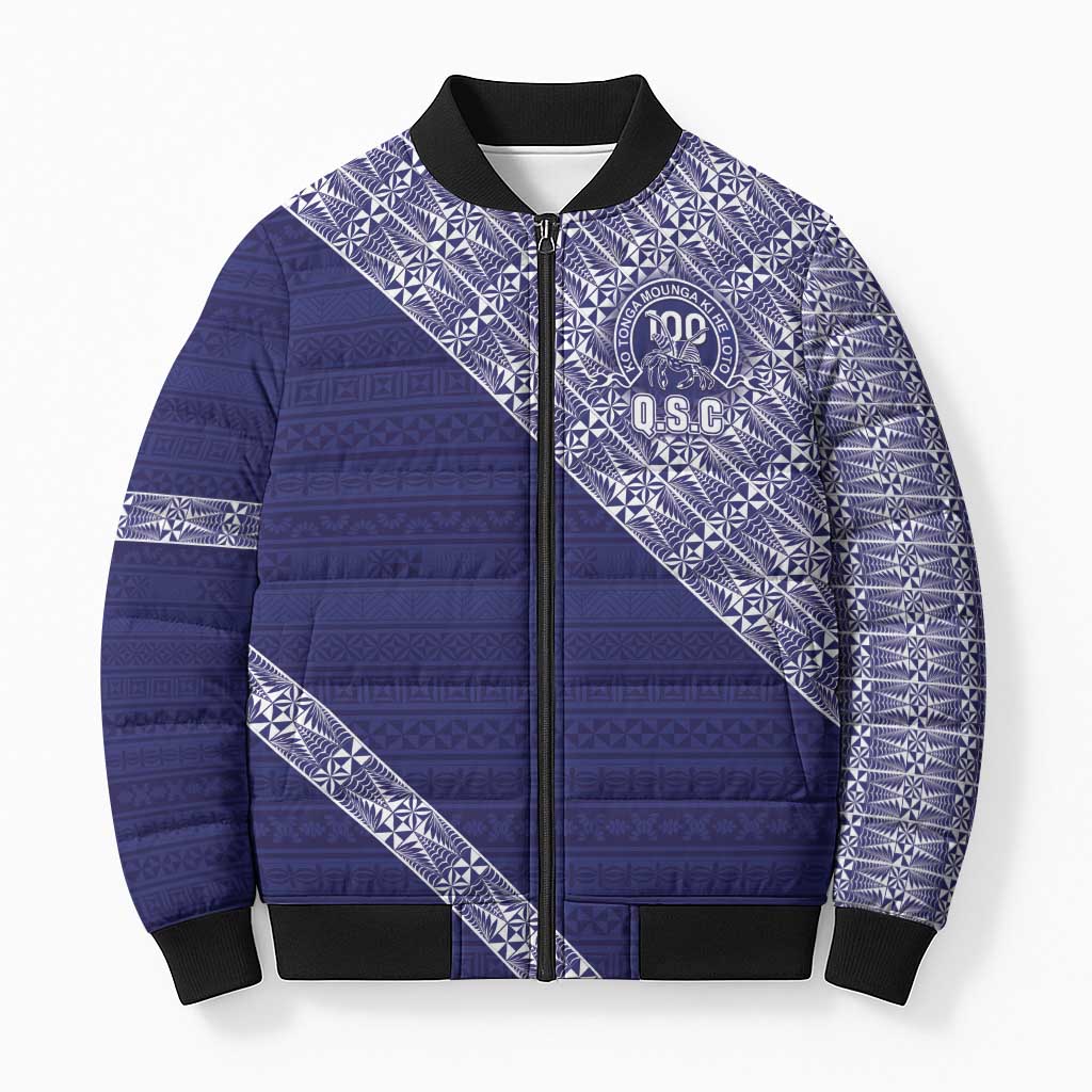 Tonga Queen Salote College Bomber Puffer Jacket 100 Years Anniversary Navy Color LT05 Unisex Navy - Polynesian Pride