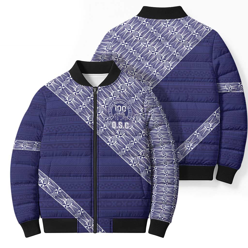 Tonga Queen Salote College Bomber Puffer Jacket 100 Years Anniversary Navy Color LT05 - Polynesian Pride