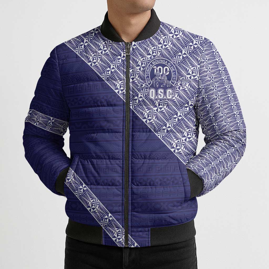 Tonga Queen Salote College Bomber Puffer Jacket 100 Years Anniversary Navy Color LT05 - Polynesian Pride