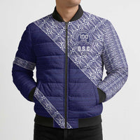 Tonga Queen Salote College Bomber Puffer Jacket 100 Years Anniversary Navy Color LT05 - Polynesian Pride