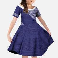 Tonga Queen Salote College Kid Short Sleeve Dress 100 Years Anniversary Navy Color LT05 KID Navy - Polynesian Pride