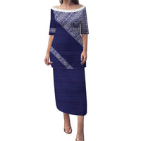 Tonga Queen Salote College Puletasi 100 Years Anniversary Navy Color LT05 Long Dress Navy - Polynesian Pride