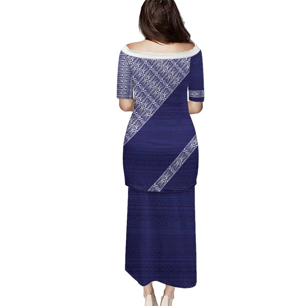 Tonga Queen Salote College Puletasi 100 Years Anniversary Navy Color LT05 - Polynesian Pride