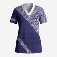 Tonga Queen Salote College Scrub Top 100 Years Anniversary Navy Color LT05 Adult Navy - Polynesian Pride