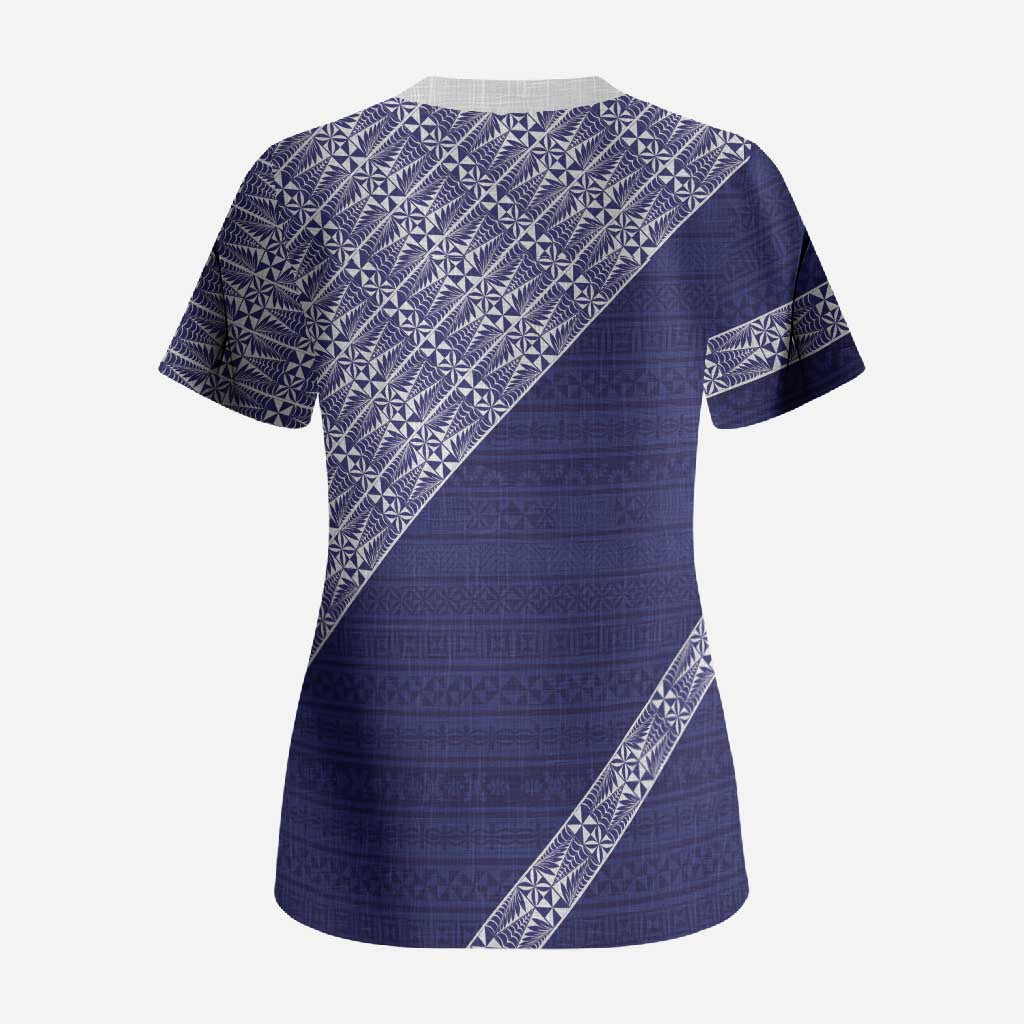 Tonga Queen Salote College Scrub Top 100 Years Anniversary Navy Color LT05 - Polynesian Pride