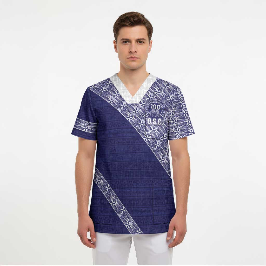 Tonga Queen Salote College Scrub Top 100 Years Anniversary Navy Color LT05 - Polynesian Pride