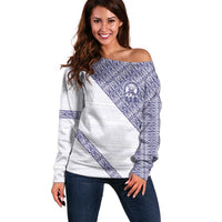 Tonga Queen Salote College Off Shoulder Sweater 100 Years Anniversary White Color LT05 Women White - Polynesian Pride