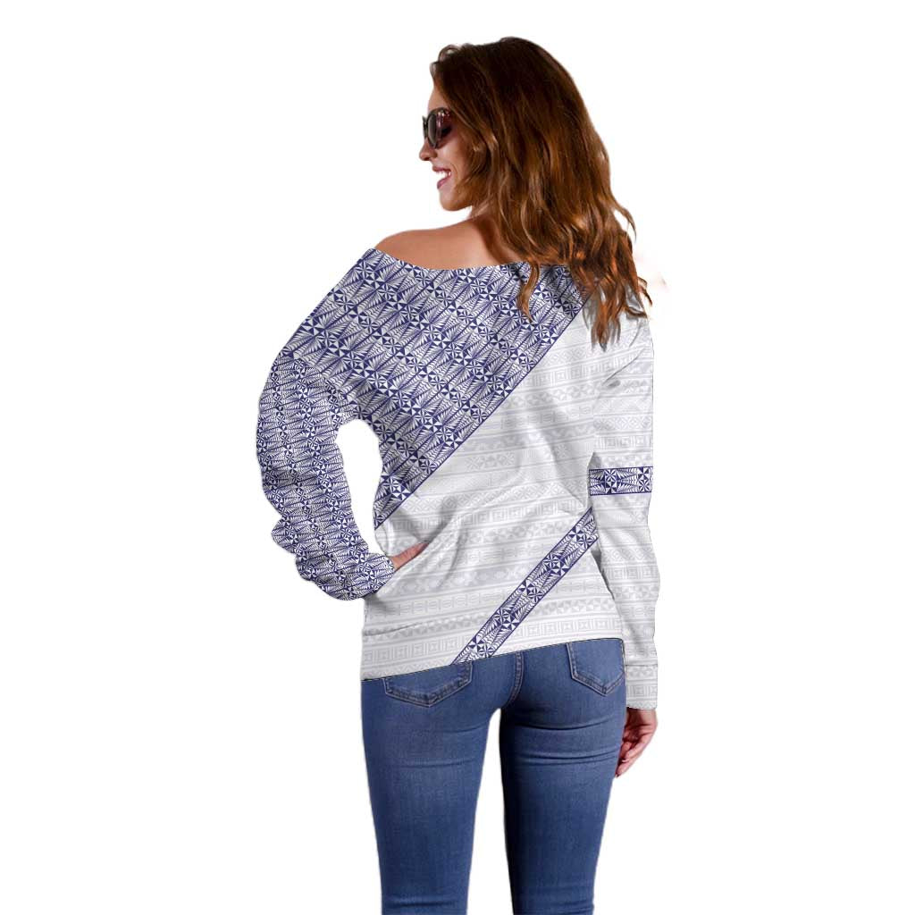 Tonga Queen Salote College Off Shoulder Sweater 100 Years Anniversary White Color LT05 - Polynesian Pride