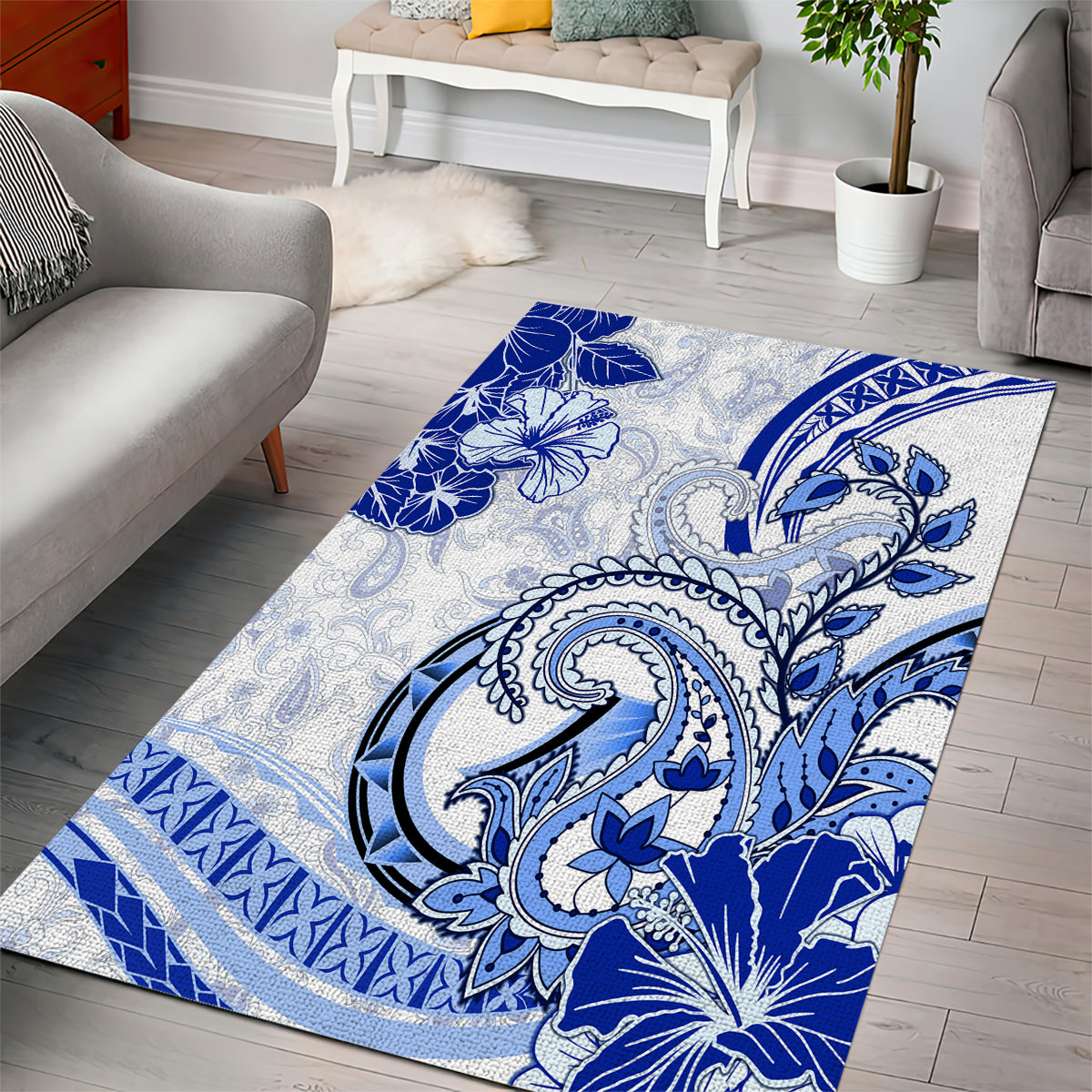 Polynesia Paisley Area Rug Mix Navy Polynesian Pattern LT05 - Polynesian Pride
