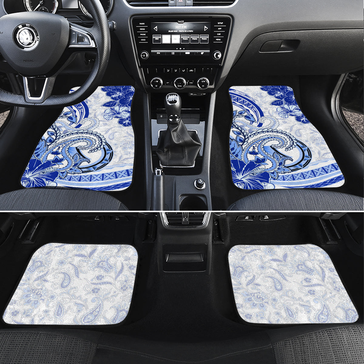 Polynesia Paisley Car Mats Mix Navy Polynesian Pattern LT05 Set 4pcs Navy - Polynesian Pride