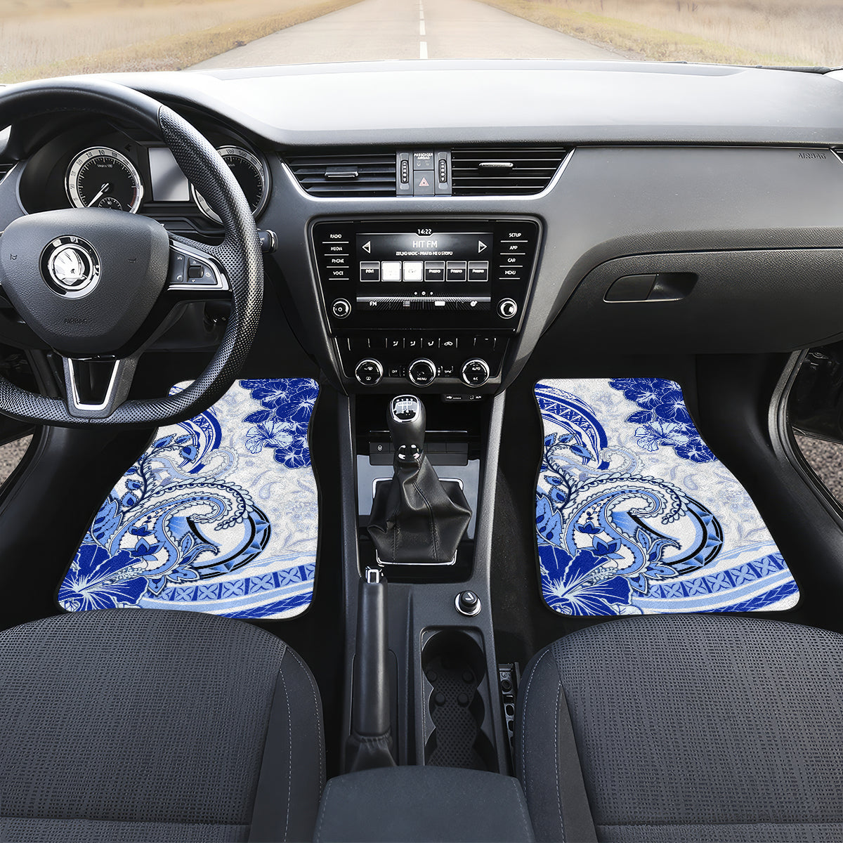 Polynesia Paisley Car Mats Mix Navy Polynesian Pattern LT05 Set 2pcs - Front Navy - Polynesian Pride
