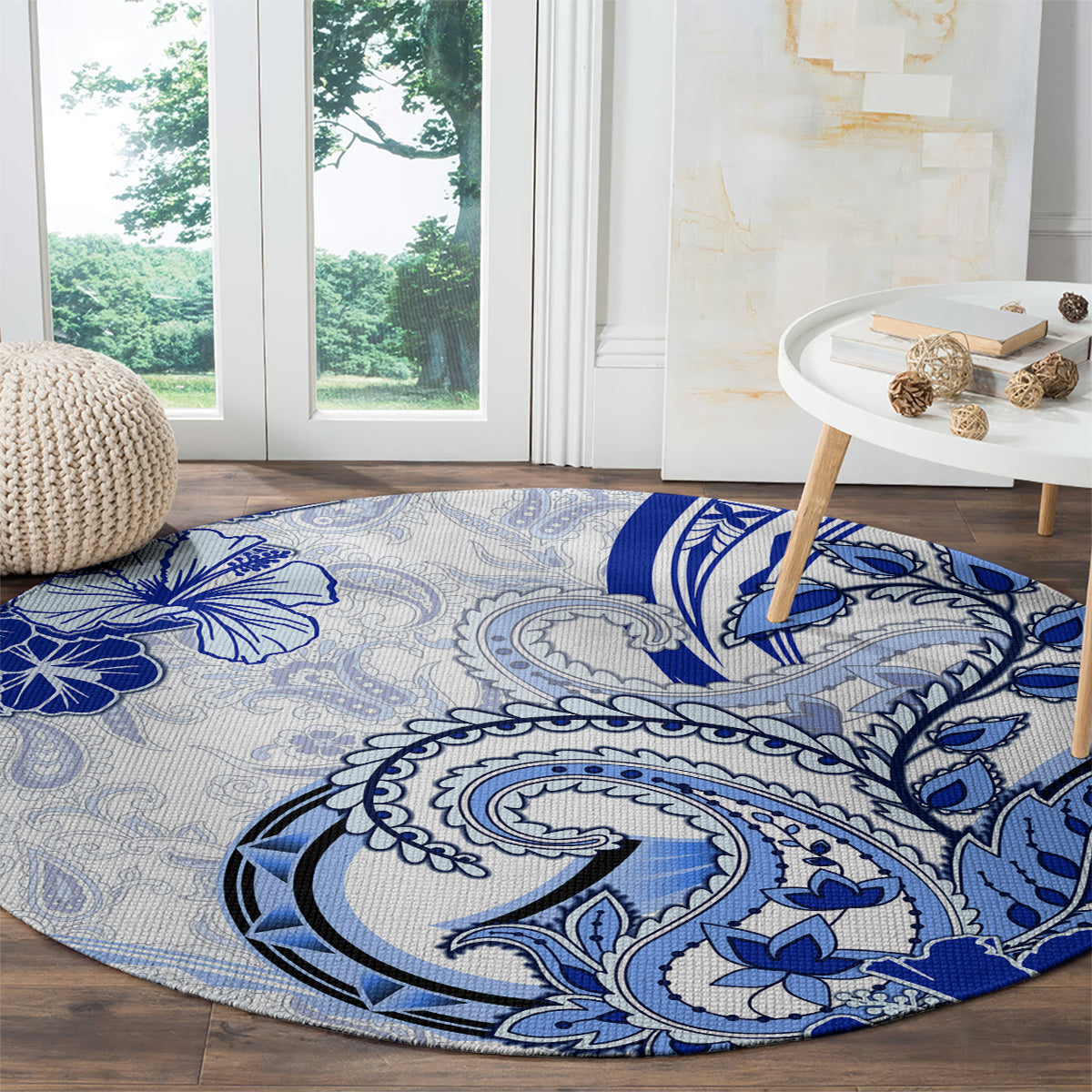 Polynesia Paisley Round Carpet Mix Navy Polynesian Pattern LT05 - Polynesian Pride