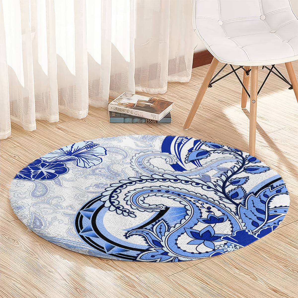 Polynesia Paisley Round Carpet Mix Navy Polynesian Pattern LT05 - Polynesian Pride