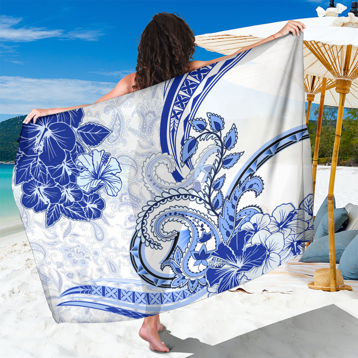 Polynesia Paisley Sarong Mix Navy Polynesian Pattern LT05 One Size 44 x 66 inches Navy - Polynesian Pride
