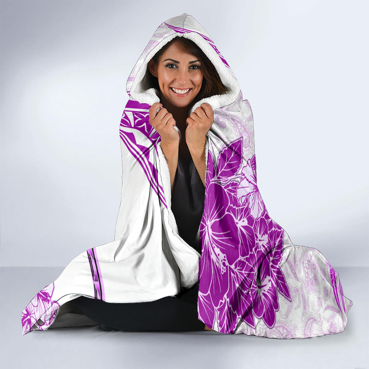Polynesia Paisley Hooded Blanket Mix Pink Polynesian Pattern LT05 - Polynesian Pride