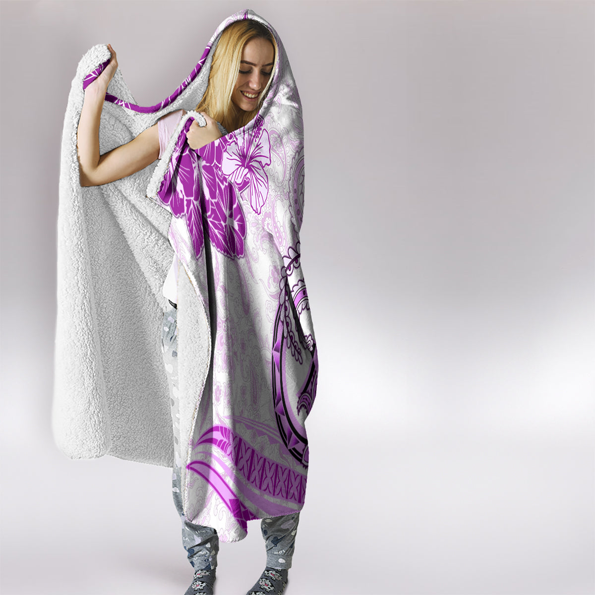 Polynesia Paisley Hooded Blanket Mix Pink Polynesian Pattern LT05 - Polynesian Pride