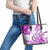 Polynesia Paisley Leather Tote Bag Mix Pink Polynesian Pattern