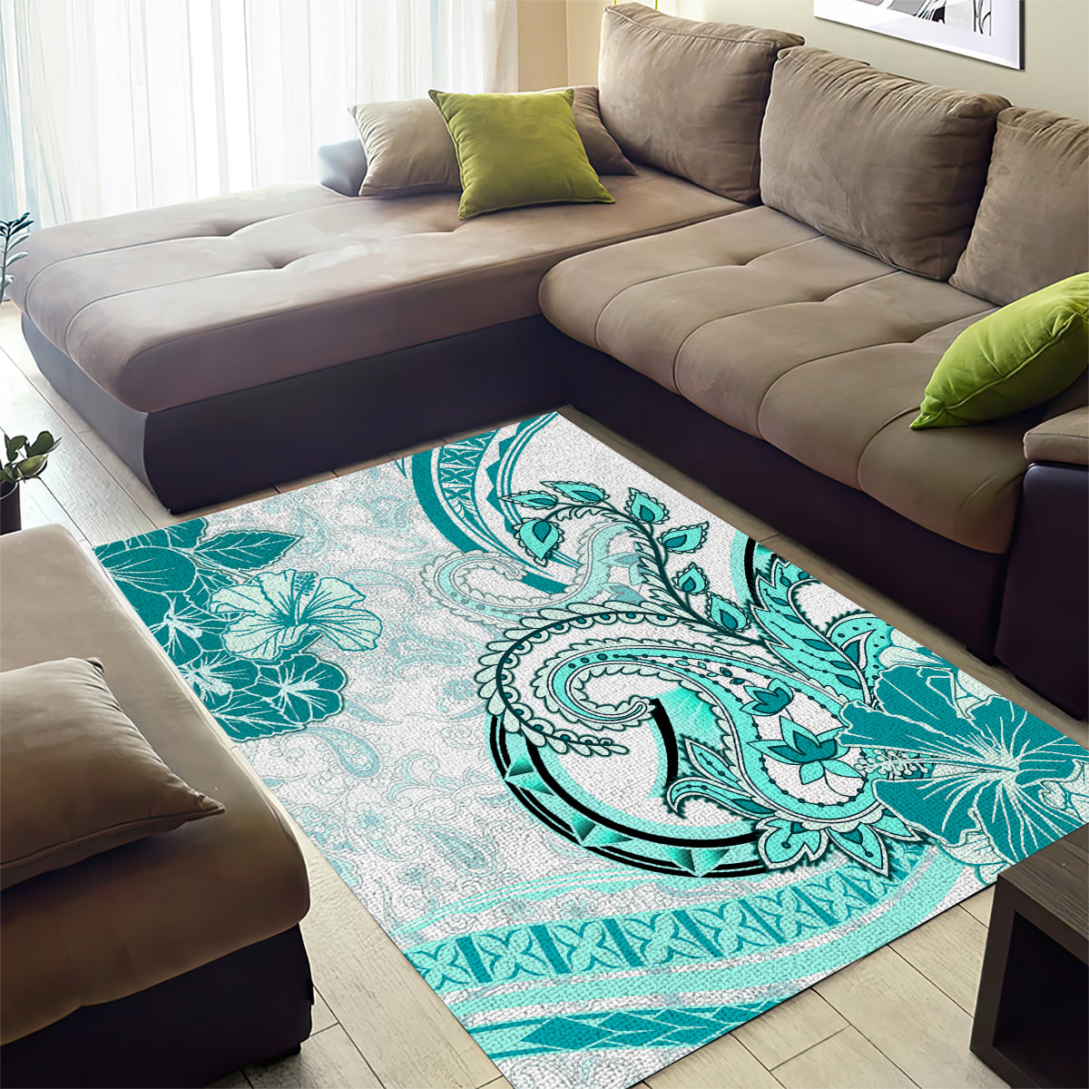 Polynesia Paisley Area Rug Mix Teal Polynesian Pattern LT05 - Polynesian Pride