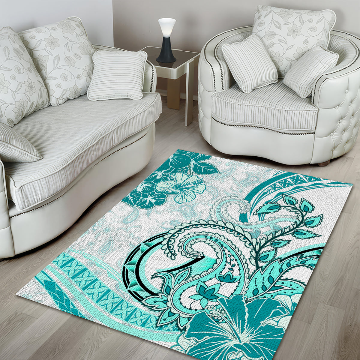 Polynesia Paisley Area Rug Mix Teal Polynesian Pattern LT05 - Polynesian Pride