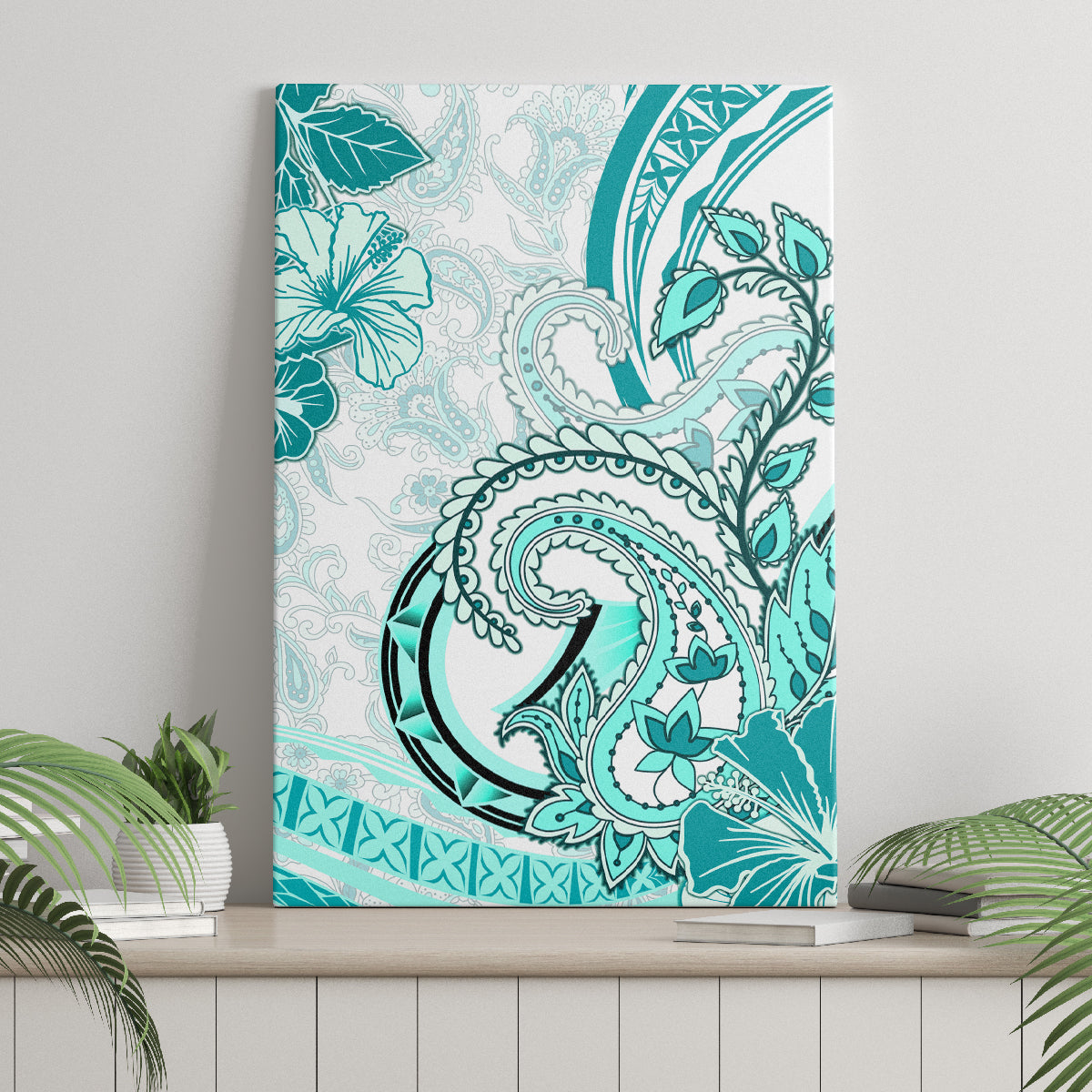 Polynesia Paisley Canvas Wall Art Mix Teal Polynesian Pattern LT05 - Polynesian Pride