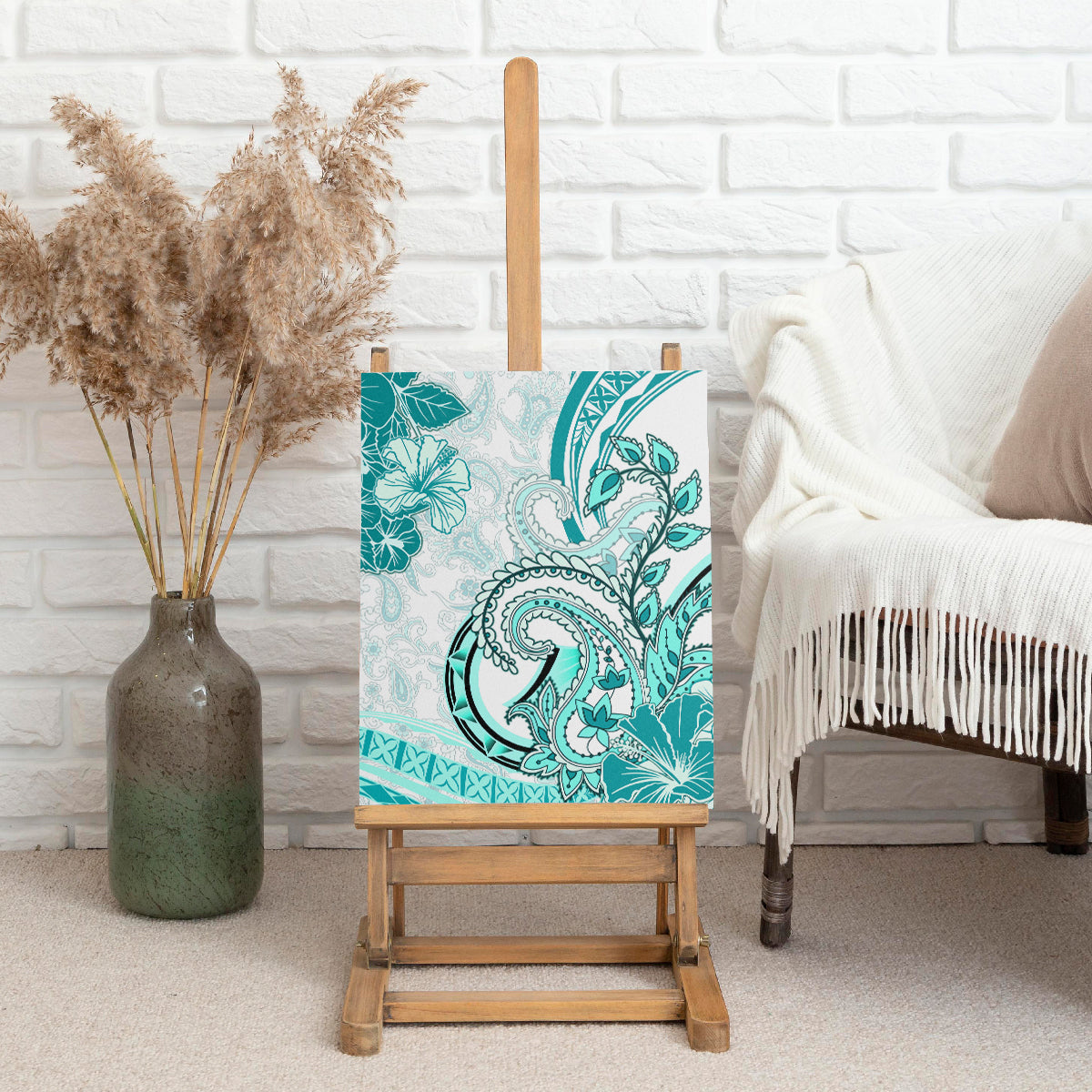 Polynesia Paisley Canvas Wall Art Mix Teal Polynesian Pattern LT05 - Polynesian Pride