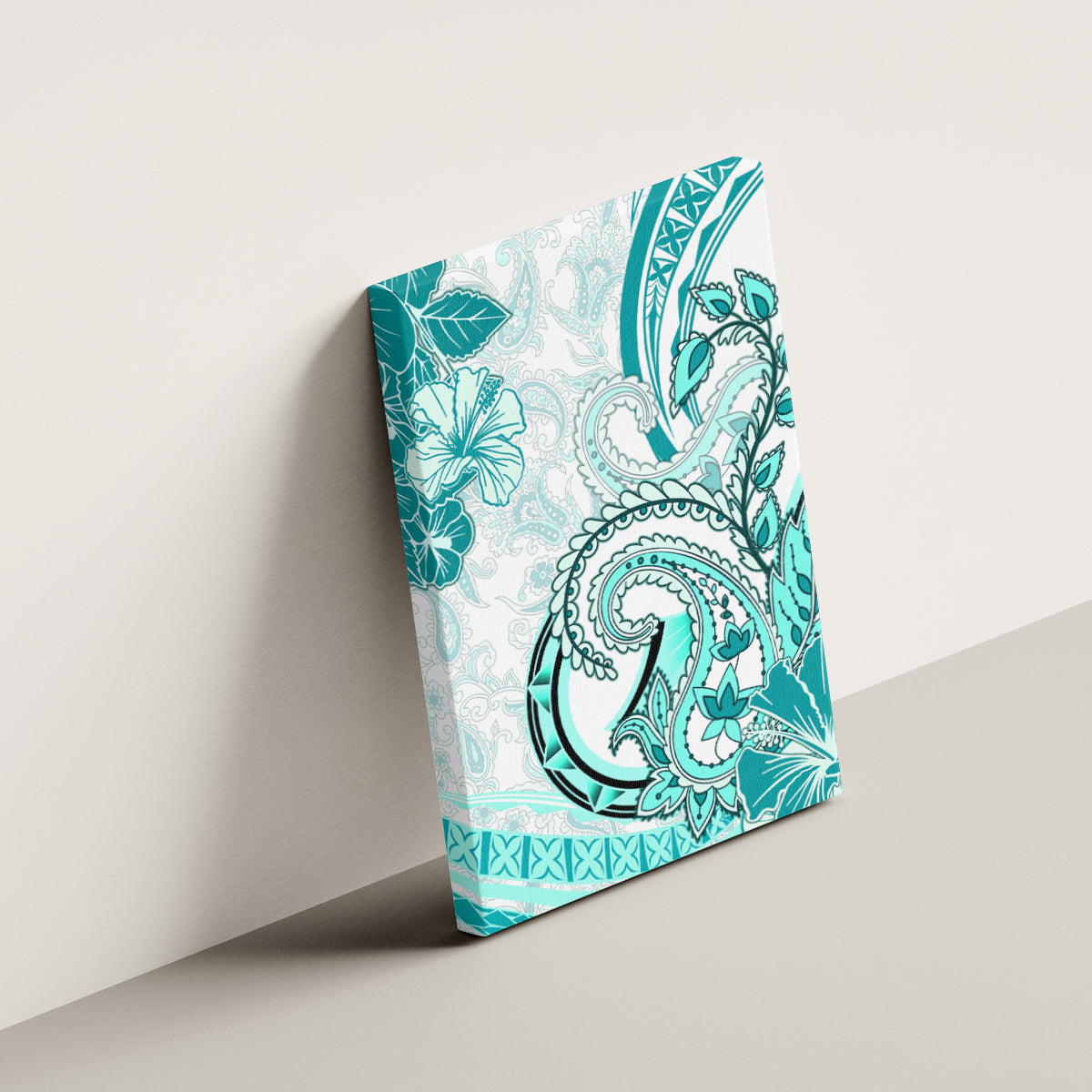 Polynesia Paisley Canvas Wall Art Mix Teal Polynesian Pattern LT05 - Polynesian Pride