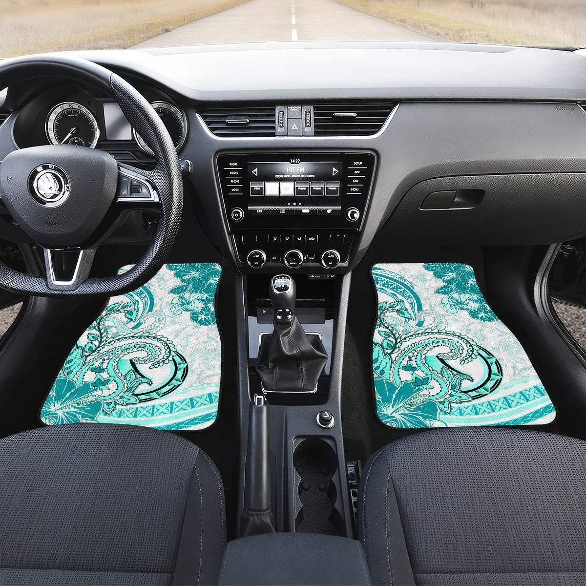 Polynesia Paisley Car Mats Mix Teal Polynesian Pattern LT05 Set 2pcs - Front Teal - Polynesian Pride