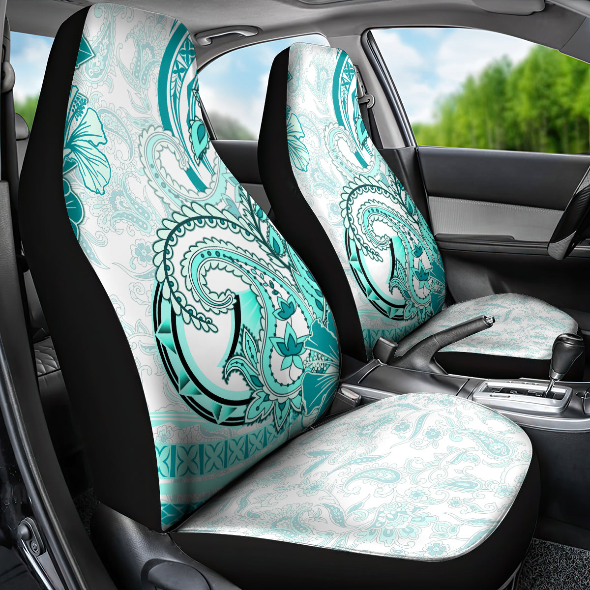 Polynesia Paisley Car Seat Cover Mix Teal Polynesian Pattern LT05 - Polynesian Pride