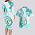 Polynesia Paisley Couples Matching Long Sleeve Bodycon Dress and Hawaiian Shirt Mix Teal Polynesian Pattern LT05 - Polynesian Pride