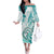 Polynesia Paisley Family Matching Off Shoulder Long Sleeve Dress and Hawaiian Shirt Mix Teal Polynesian Pattern LT05 Mom's Dress Teal - Polynesian Pride