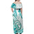 Polynesia Paisley Family Matching Off Shoulder Maxi Dress and Hawaiian Shirt Mix Teal Polynesian Pattern LT05 - Polynesian Pride