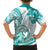 Polynesia Paisley Family Matching Off Shoulder Short Dress and Hawaiian Shirt Mix Teal Polynesian Pattern LT05 - Polynesian Pride