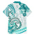 Polynesia Paisley Family Matching Off Shoulder Short Dress and Hawaiian Shirt Mix Teal Polynesian Pattern LT05 - Polynesian Pride