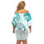 Polynesia Paisley Family Matching Off Shoulder Short Dress and Hawaiian Shirt Mix Teal Polynesian Pattern LT05 - Polynesian Pride