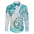 Polynesia Paisley Family Matching Puletasi and Hawaiian Shirt Mix Teal Polynesian Pattern LT05 Dad's Shirt - Long Sleeve Teal - Polynesian Pride