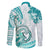 Polynesia Paisley Family Matching Puletasi and Hawaiian Shirt Mix Teal Polynesian Pattern LT05 - Polynesian Pride