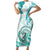 Polynesia Paisley Family Matching Short Sleeve Bodycon Dress and Hawaiian Shirt Mix Teal Polynesian Pattern LT05 Mom's Dress Teal - Polynesian Pride