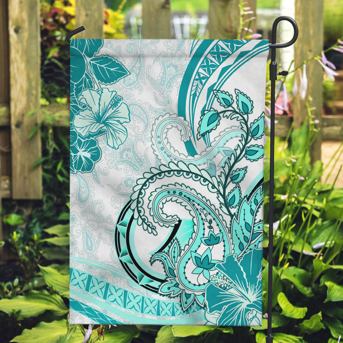 Polynesia Paisley Garden Flag Mix Teal Polynesian Pattern LT05 Garden Flag Teal - Polynesian Pride