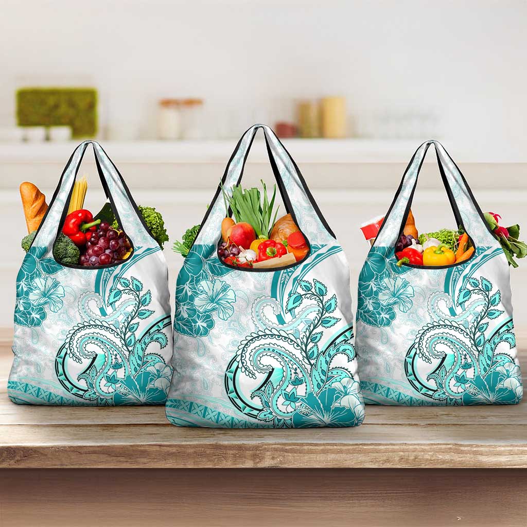 Polynesia Paisley Grocery Bag Mix Teal Polynesian Pattern LT05 3-pack One Size Teal - Polynesian Pride