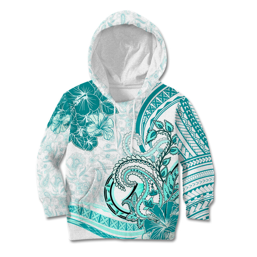 Polynesia Paisley Kid Hoodie Mix Teal Polynesian Pattern LT05 Hoodie Teal - Polynesian Pride