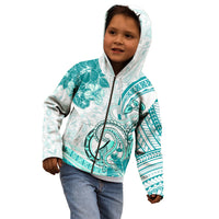 Polynesia Paisley Kid Hoodie Mix Teal Polynesian Pattern LT05 - Polynesian Pride