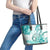 Polynesia Paisley Leather Tote Bag Mix Teal Polynesian Pattern