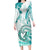 Polynesia Paisley Long Sleeve Bodycon Dress Mix Teal Polynesian Pattern LT05 Long Dress Teal - Polynesian Pride