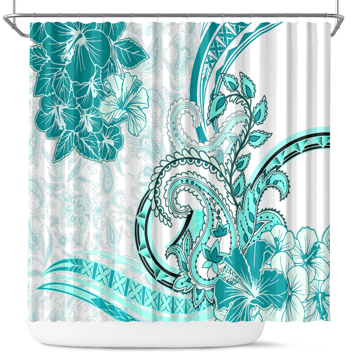 Polynesia Paisley Shower Curtain Mix Teal Polynesian Pattern LT05 Teal - Polynesian Pride