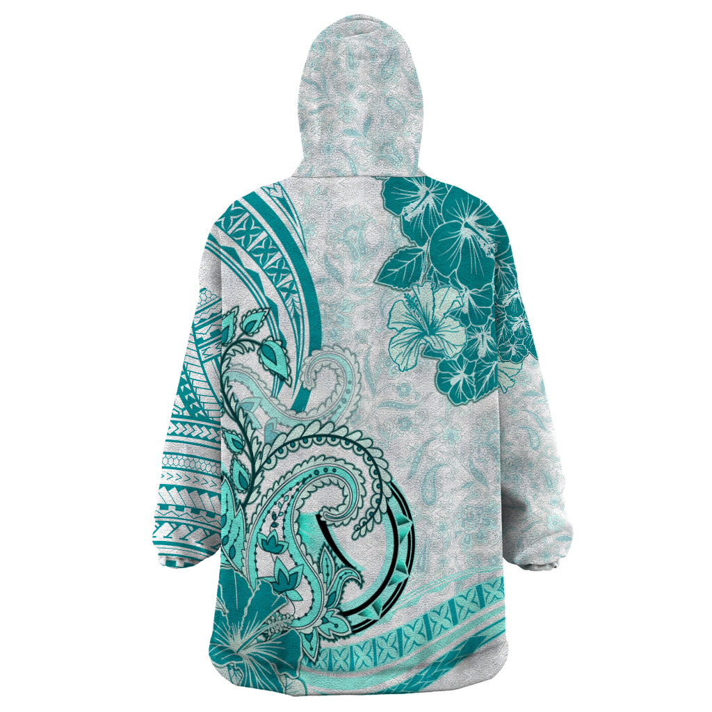 Polynesia Paisley Wearable Blanket Hoodie Mix Teal Polynesian Pattern LT05 - Polynesian Pride