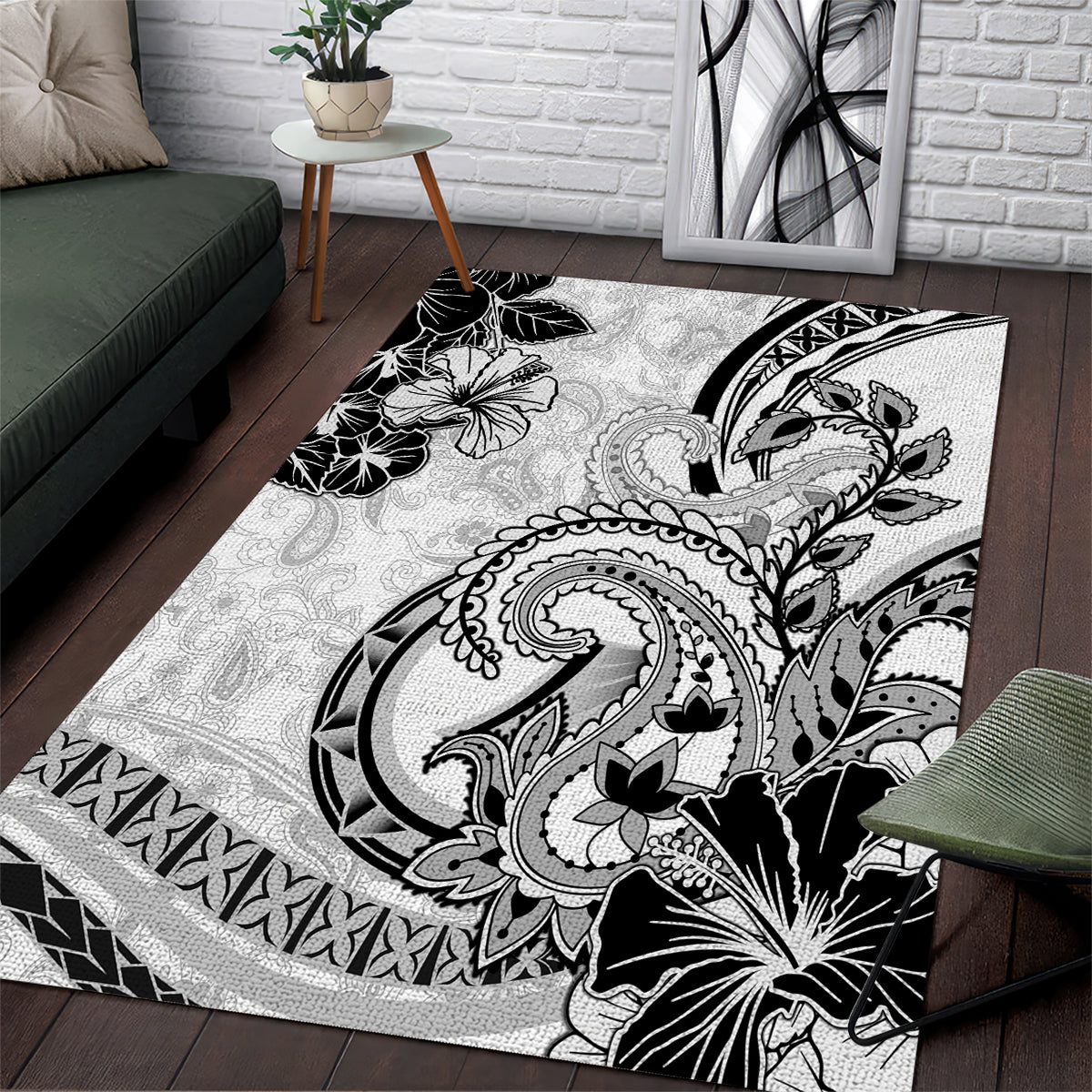 Polynesia Paisley Area Rug Mix White Polynesian Pattern LT05 White - Polynesian Pride