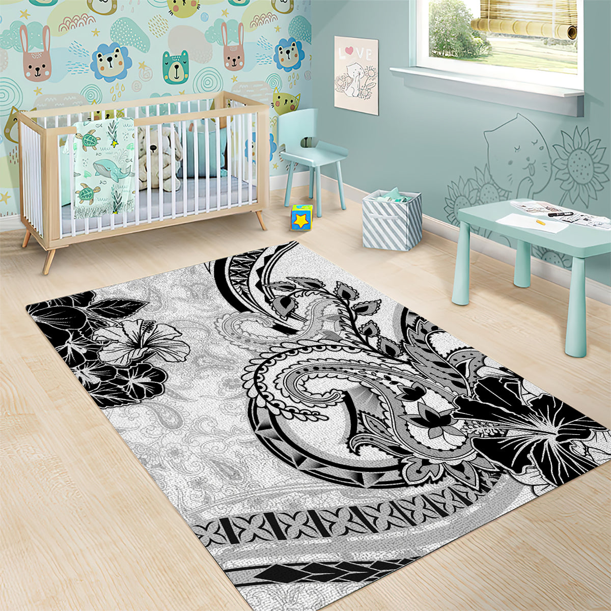 Polynesia Paisley Area Rug Mix White Polynesian Pattern LT05 - Polynesian Pride