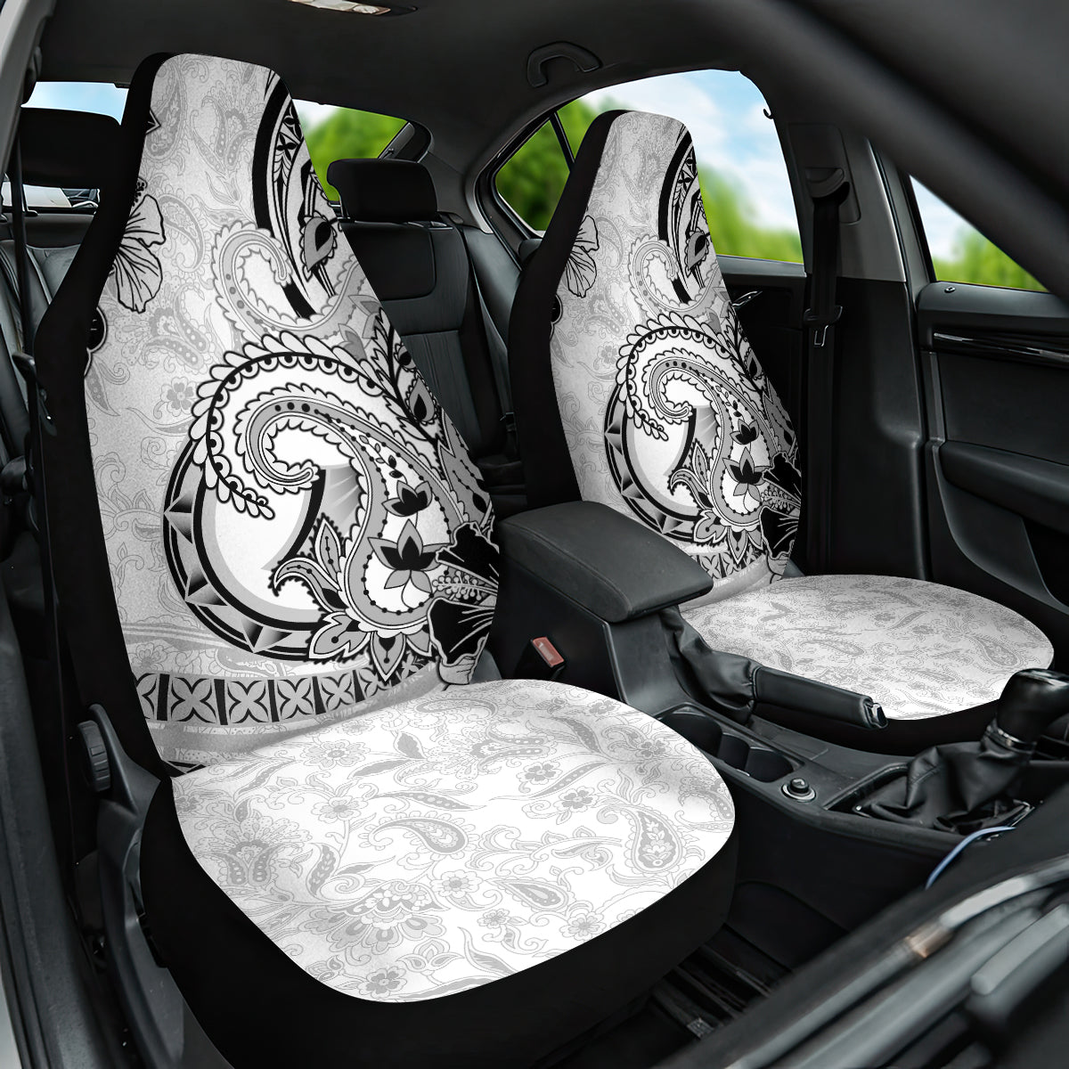 Polynesia Paisley Car Seat Cover Mix White Polynesian Pattern LT05 One Size White - Polynesian Pride