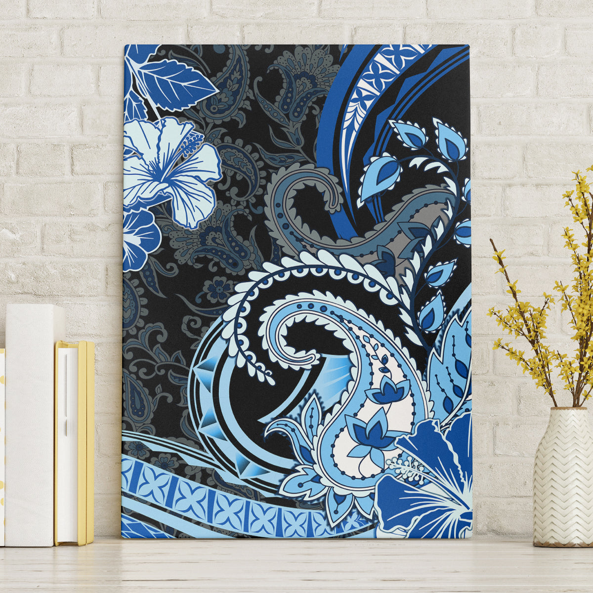 Polynesia Paisley Canvas Wall Art Mix Blue Polynesian Pattern LT05 Without Frame Blue - Polynesian Pride