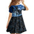 Polynesia Paisley Family Matching Off Shoulder Short Dress and Hawaiian Shirt Mix Blue Polynesian Pattern LT05 - Polynesian Pride